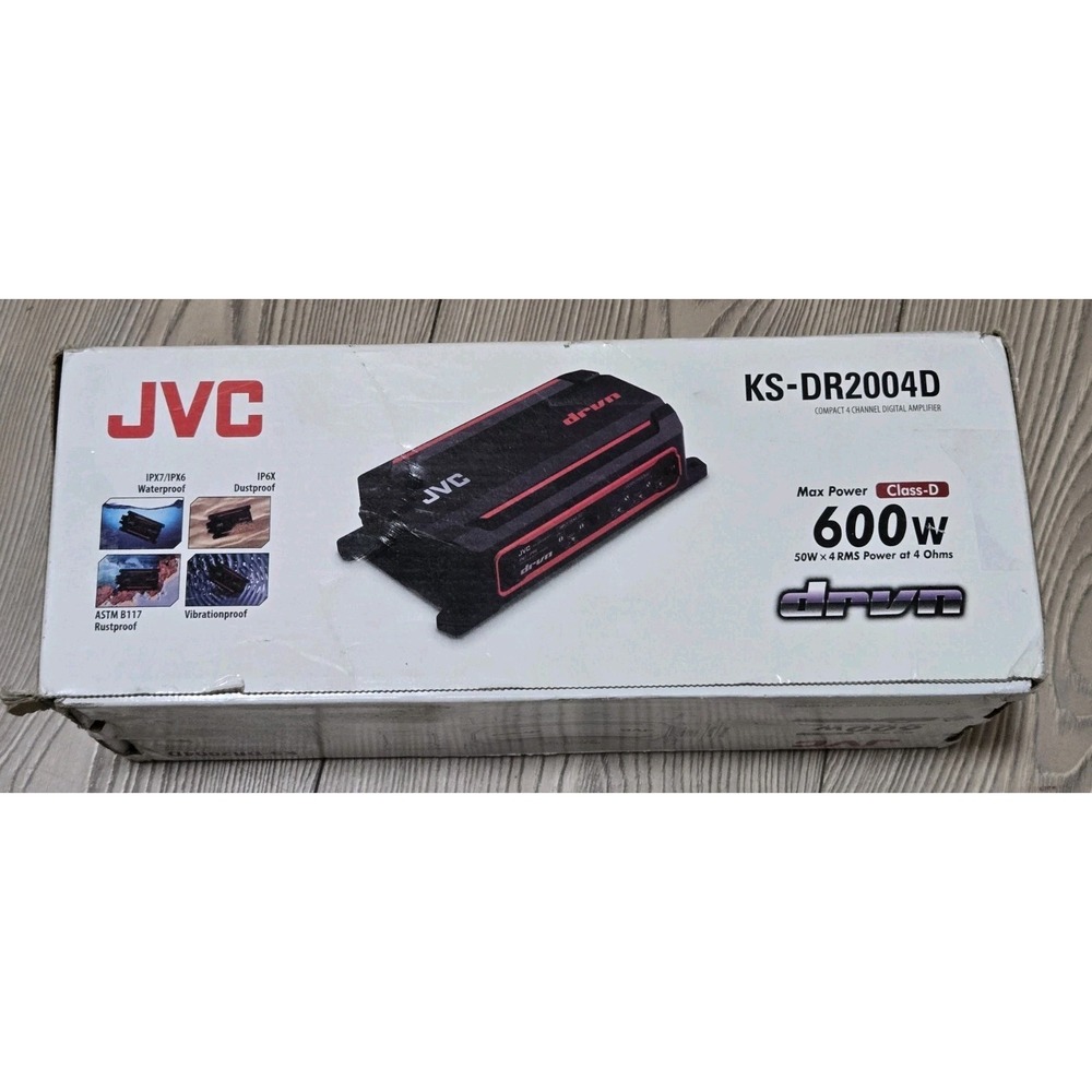JVC KS-DR2004D 600w 4-Channel Marine Amplifier ATV/UTV/Classic Car Class-D Amp